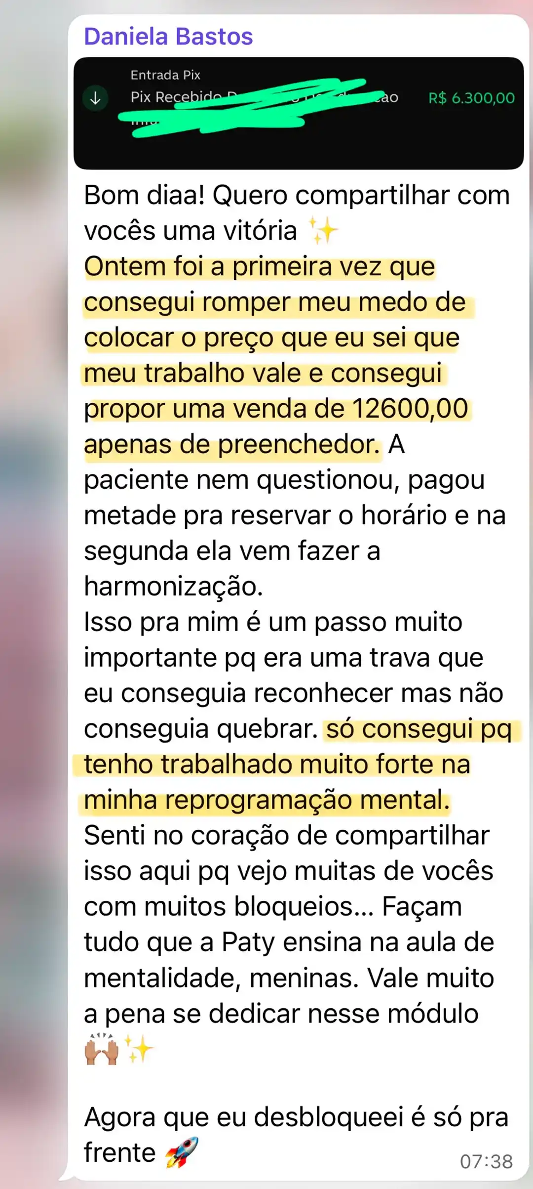 Depoimento de Daniela Bastos: rompeu o medo de precificar e propôs uma venda de 12.600