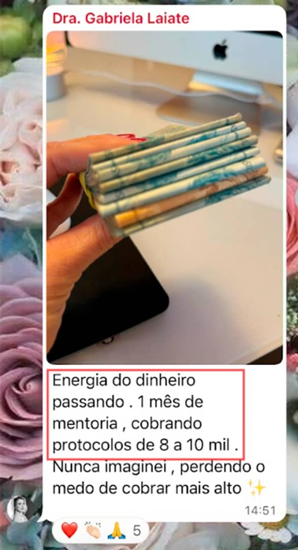 Print de faturamento de aluna da AJA