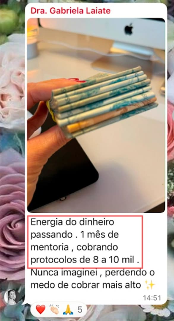 Print de faturamento de aluna da AJA