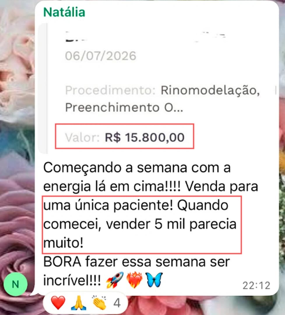 Print de faturamento de aluna da AJA
