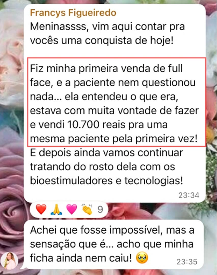 Print de faturamento de aluna da AJA