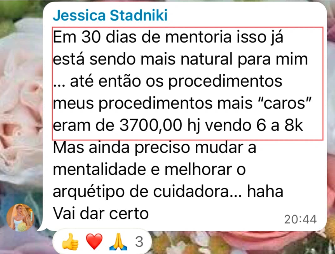 Print de faturamento de aluna da AJA